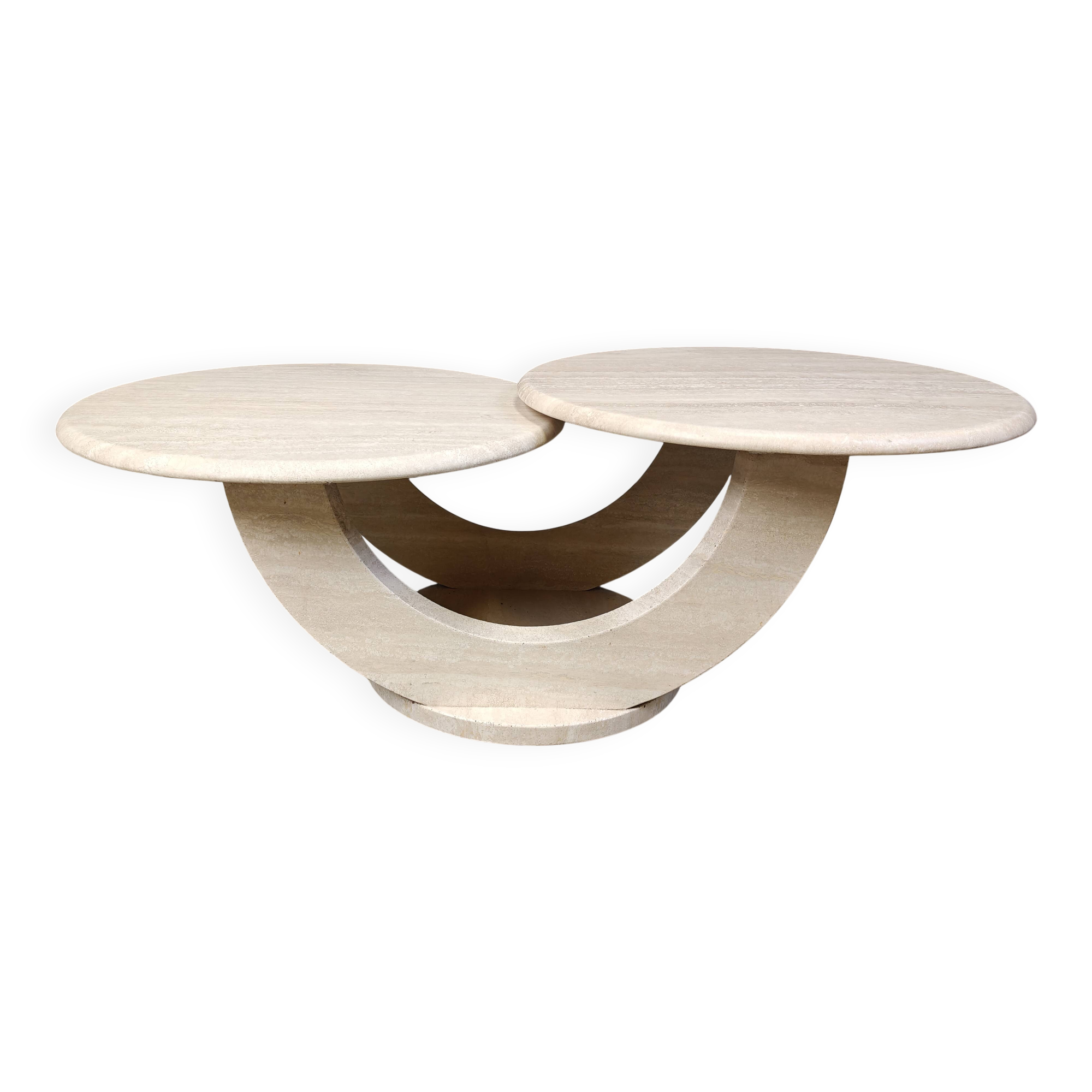 Two-tier coffee table in travertine, 1970s.