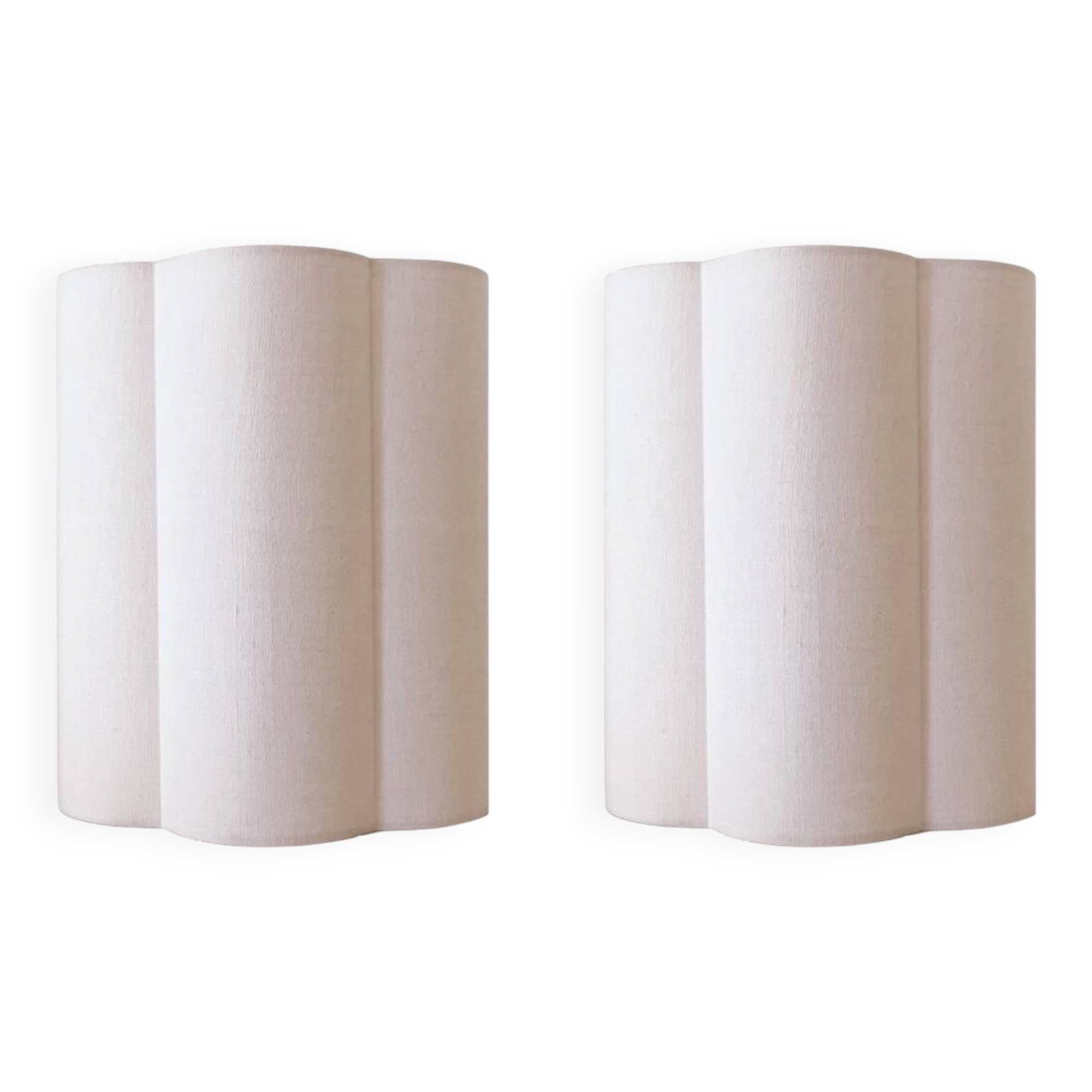 Pair of ecru linen wall lights