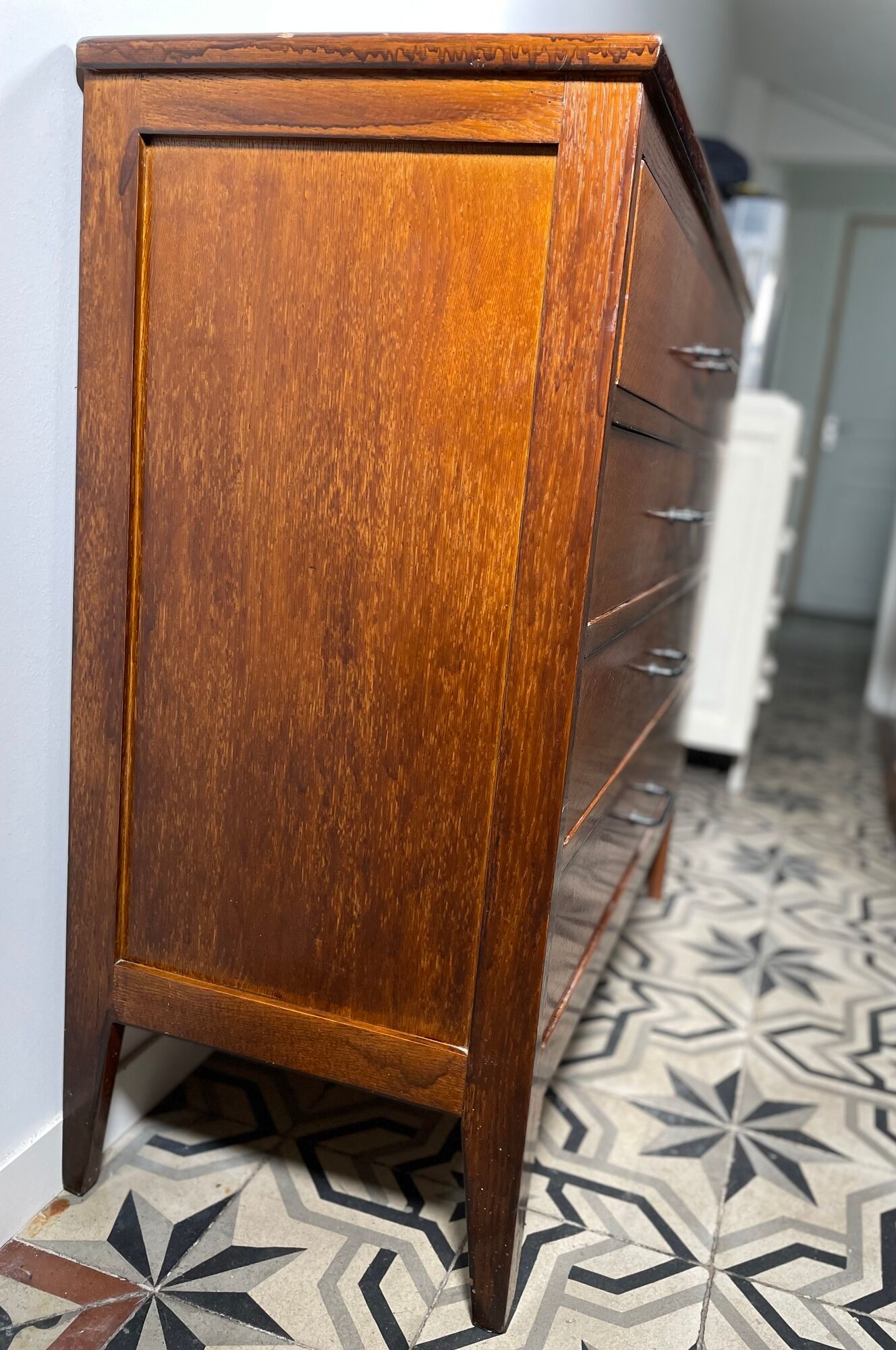 Antique chest of drawers 4 drawers, compass feet, 1960s