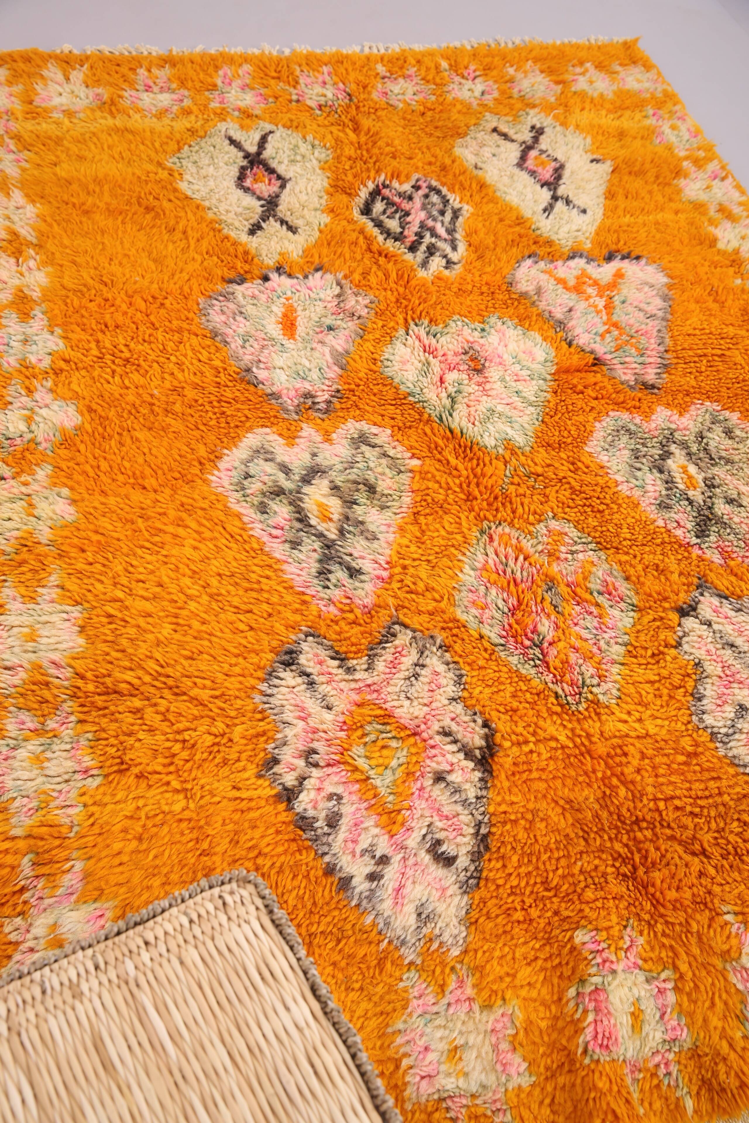 Tapis marocain vintage orange 153 x 228 cm - Authentique tapis berbère fait main