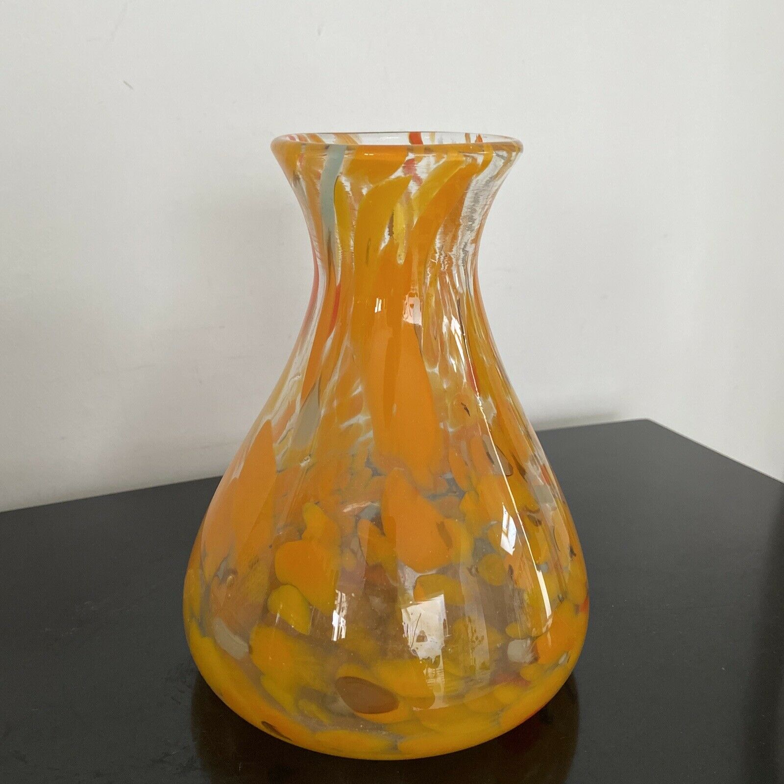 Soliflore orange souflé glass vase