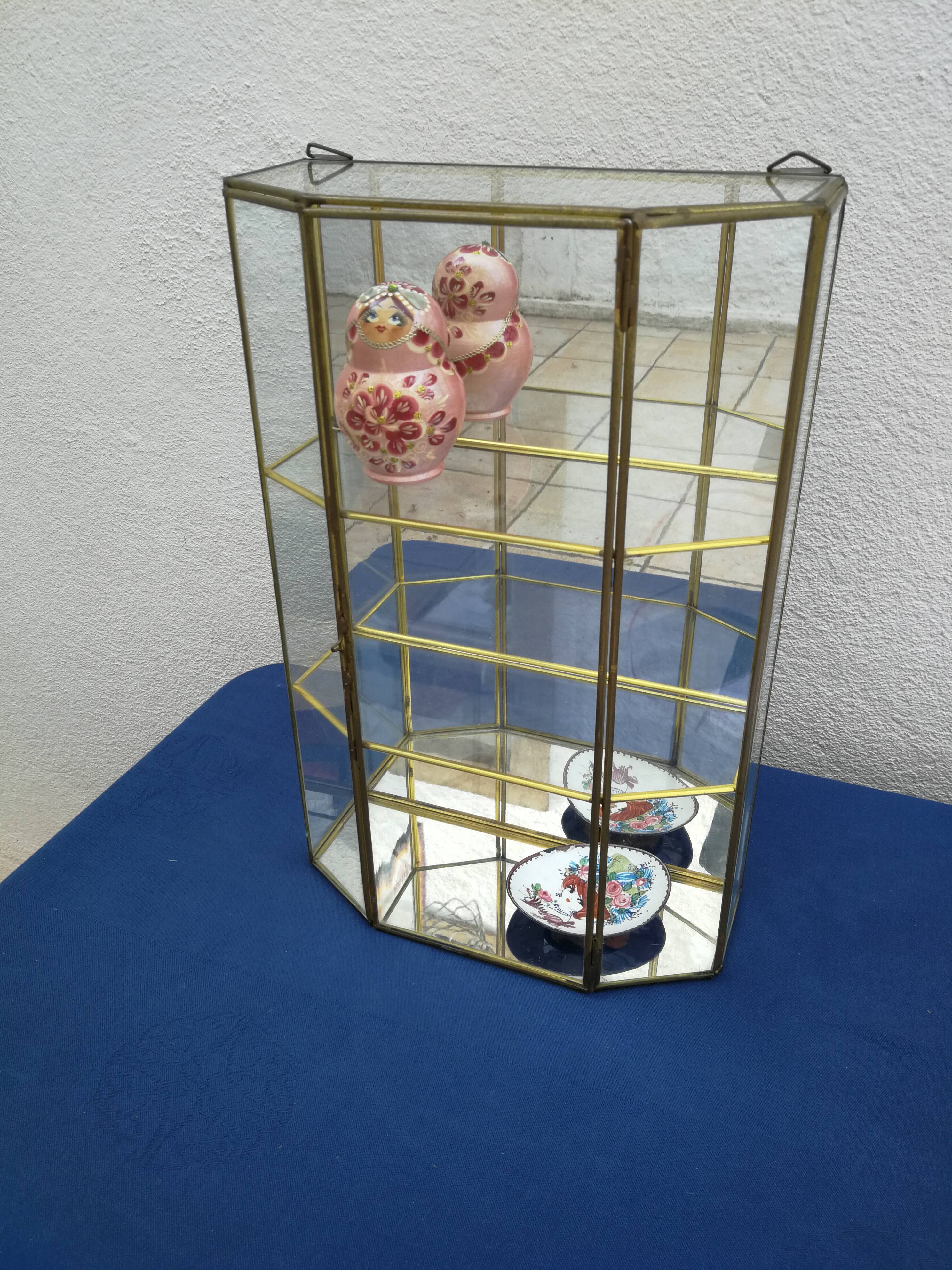 Vintage glass and brass showcase