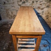Old French baker's table – kitchen island / work table in solid chestnut with drawers.