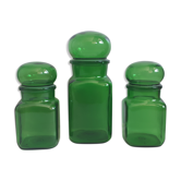 Trio green apothecary bottles