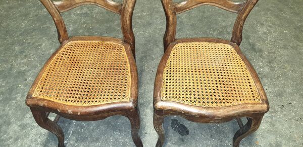 2 chaises cannée Louis Philippe