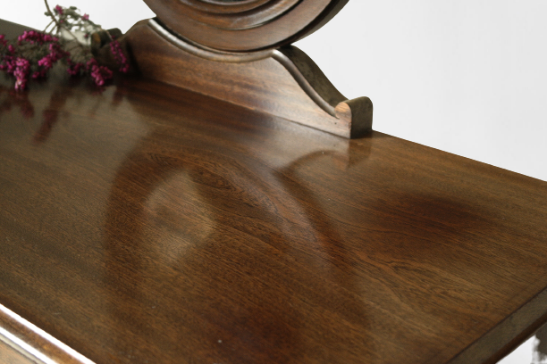 Art Deco style dressing table in mahogany gooseneck mirror