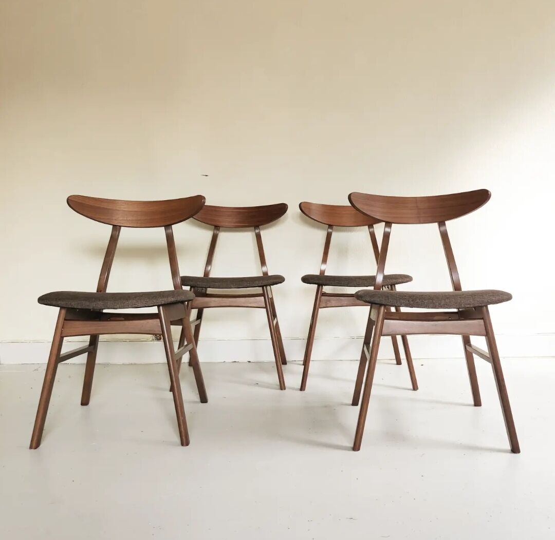 Set de 4 chaises scandinaves bois et tissu