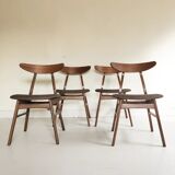 Set of 4 scandinavian chairs wood and fabric
