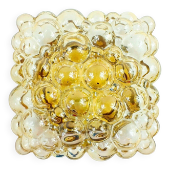 Plafonnier en verre à bulles ambré du milieu du siècle par Helena Tynell pour Limburg, Allemagne, années 1970