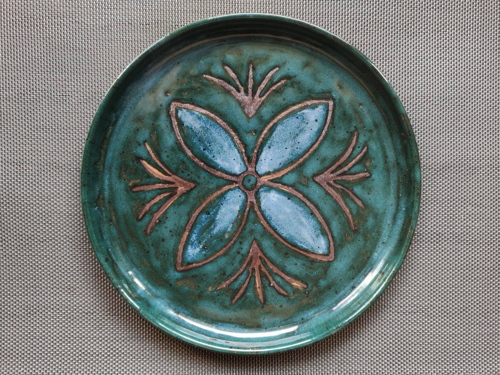 Enamelled stoneware plate - 1970s