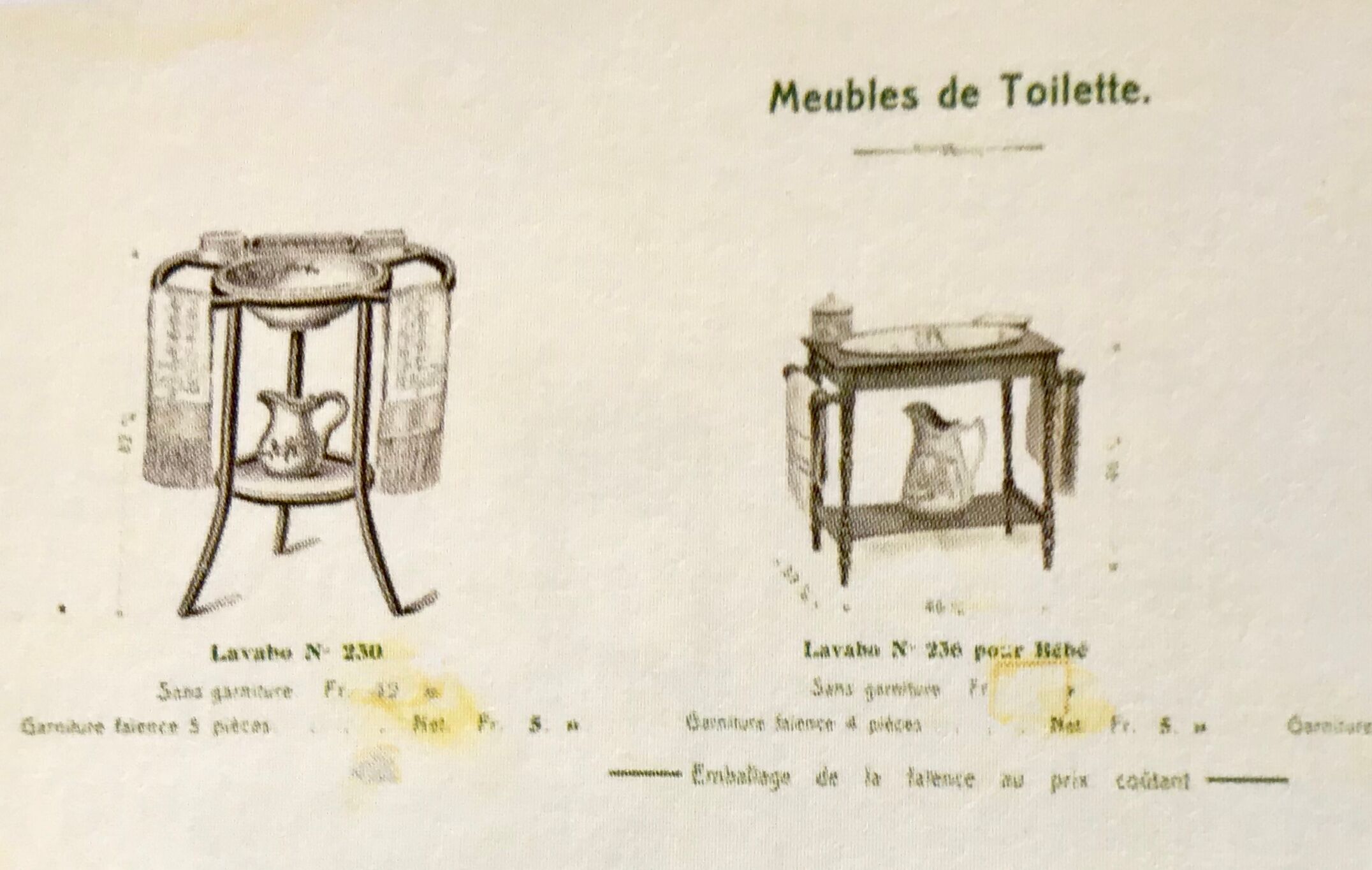 Furniture toilet Baumann 1920/30 and its earthenware