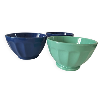 Vintage faceted farmhouse trio of bowls