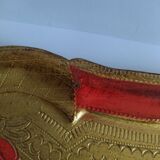 Large Florentine Italian red and gold vintage tray