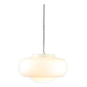 Mid-century italian chrome and opaline pendant lamp
