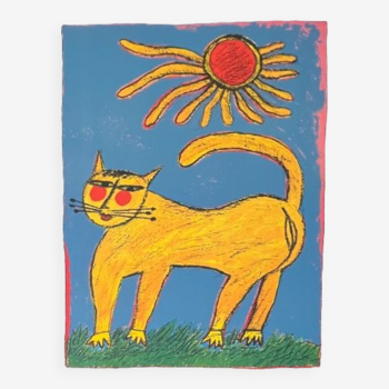 Guillaume Corneille (1922-2010) Lithographie signée Le Chat Jaune 1991