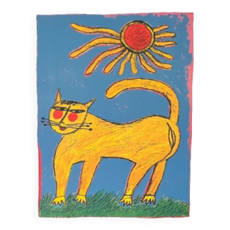 Guillaume Corneille (1922-2010) Lithographie signée Le Chat Jaune 1991