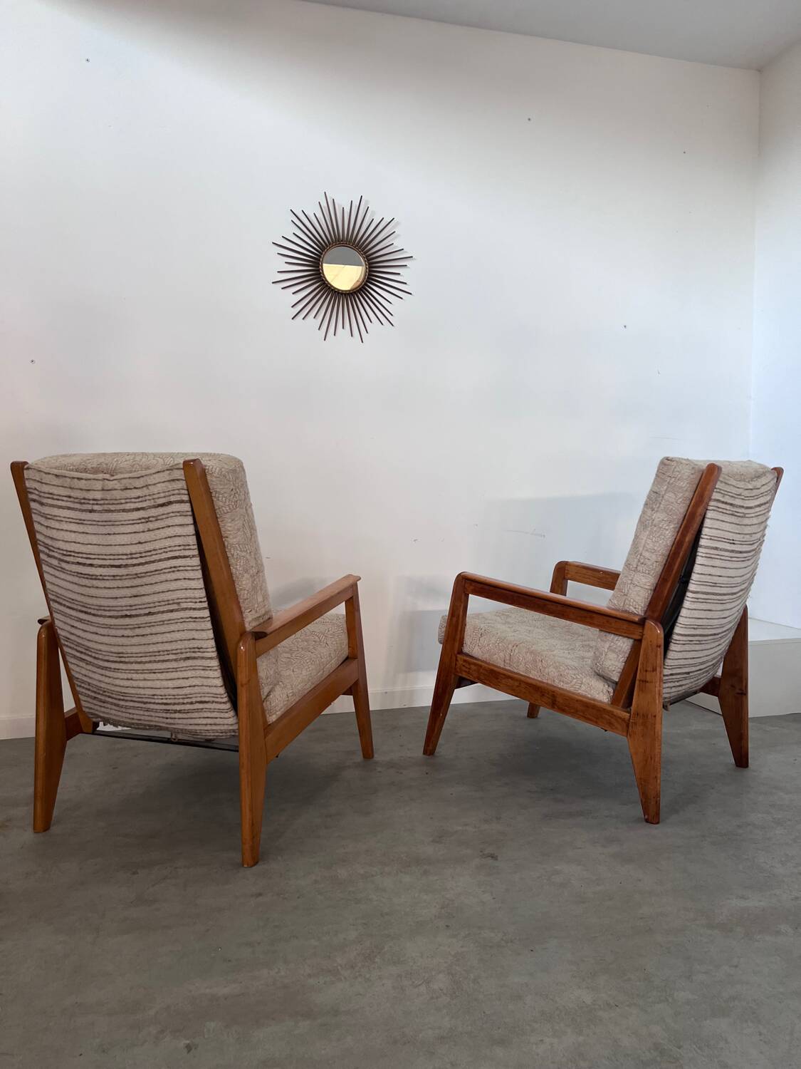 Lot 2 designer reconstruction rest armchairs from the 50s Free-Span / Guariche vintage