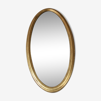 Oval wooden gold mirror 80 x 42 cm