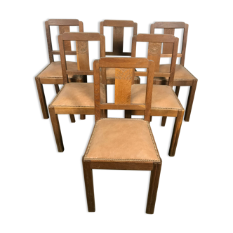 Suite of 6 chairs art deco period