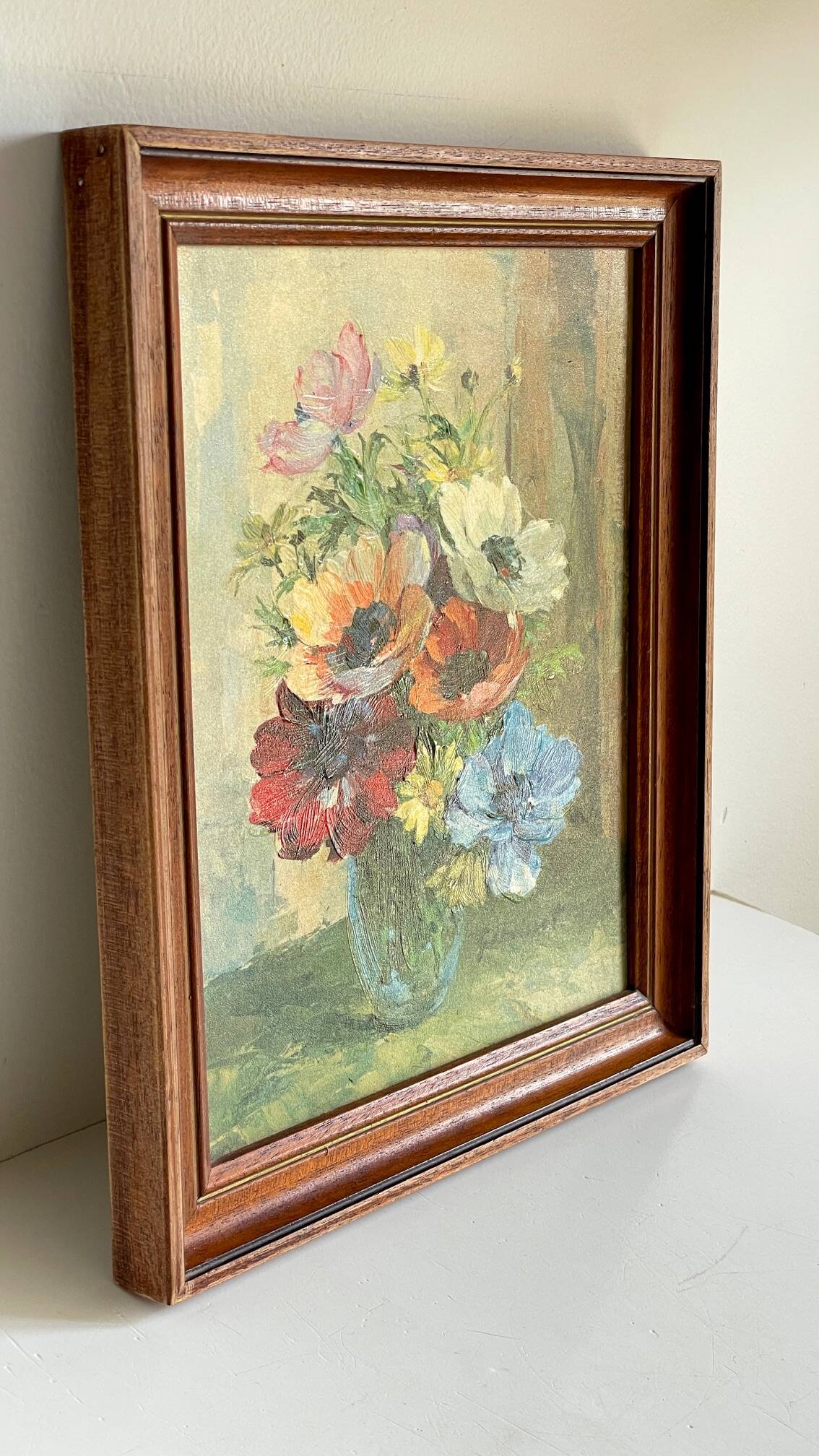 TABLEAU Vintage Bouquet aux ANEMONES