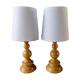 Pair of turned wooden lamps, 60s