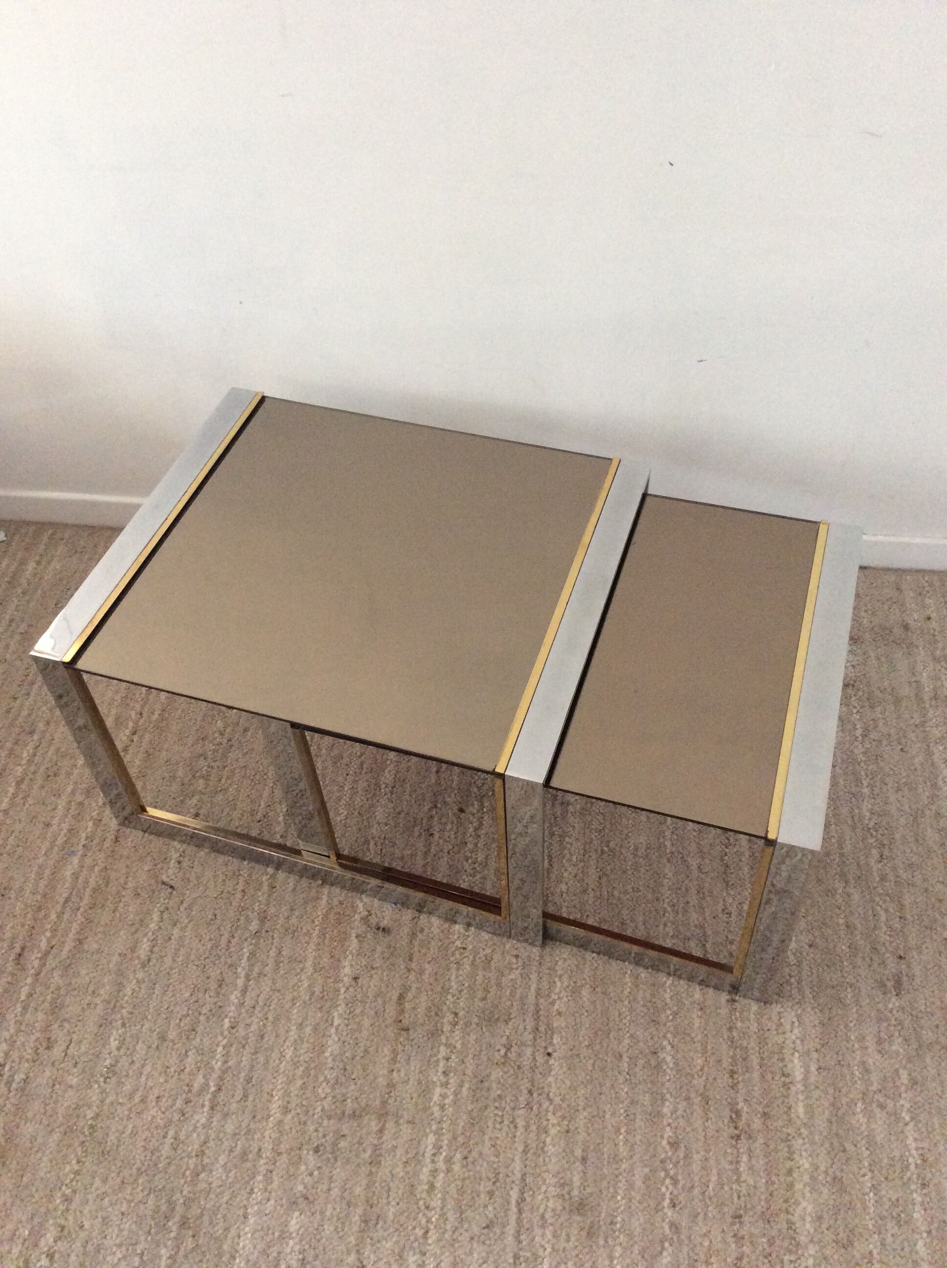Duo of nesting tables Romeo Rega Italy from the 70s