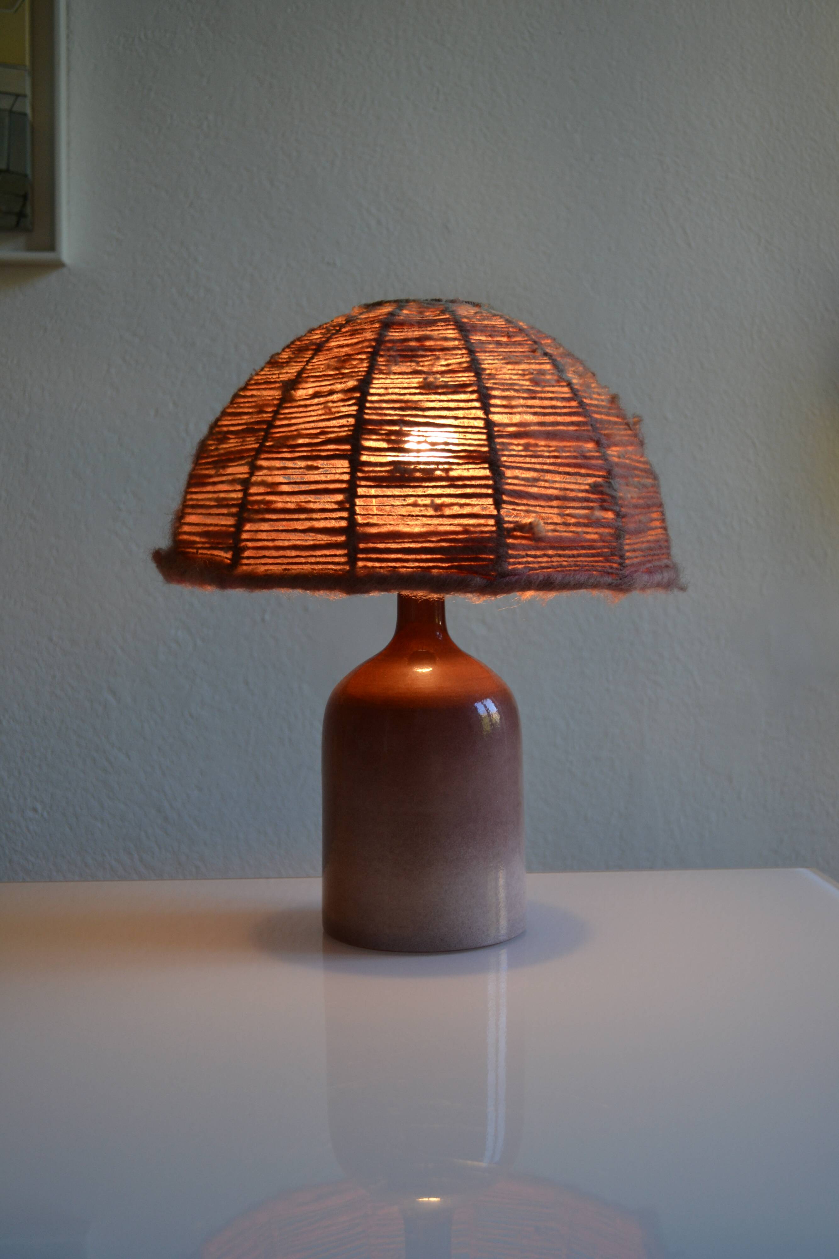Vintage ceramic and wool lamp