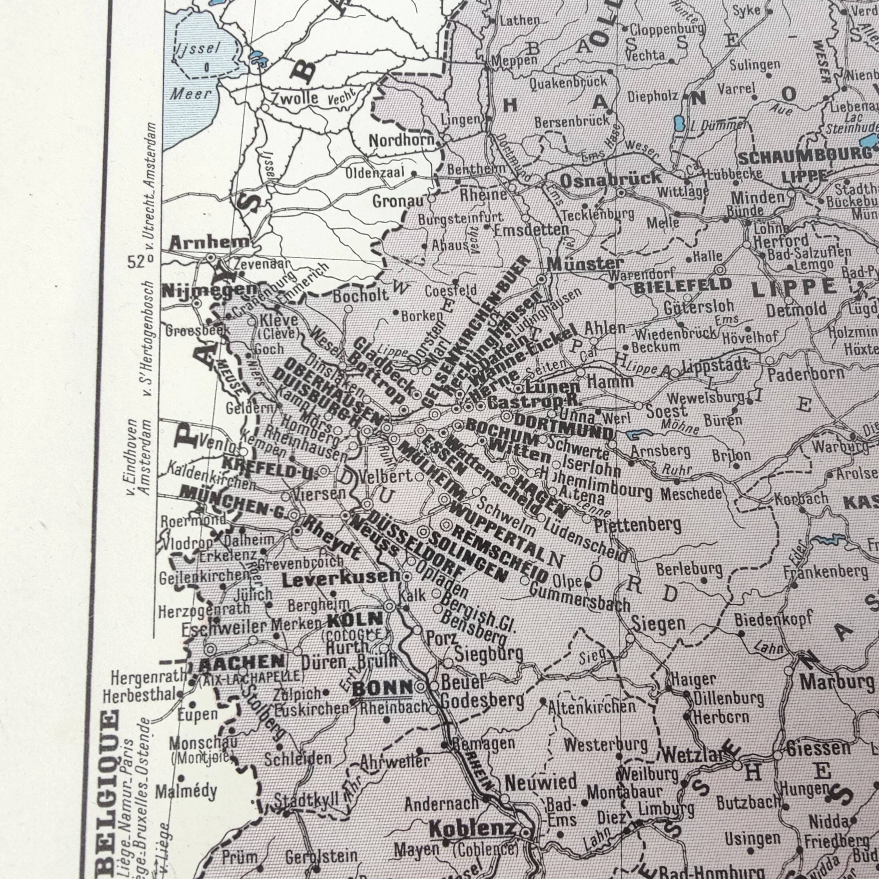 Old Germany map 43x43cm from 1950