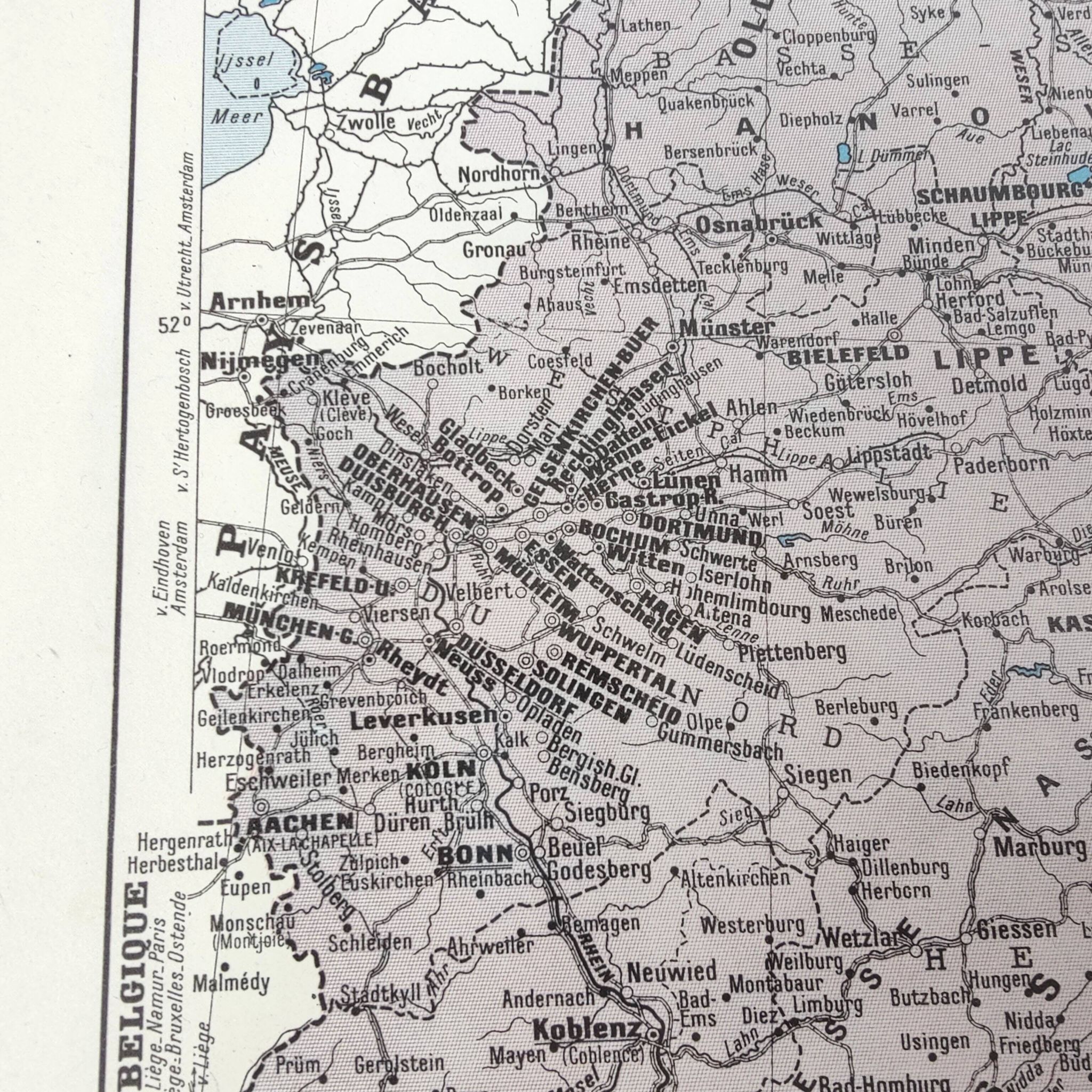 Old map of Germany 43x43cm from 1950
