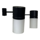 Paire d'applique vintage orientable, métal noir mat et opaline France 1950