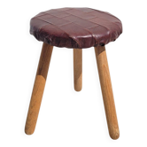 Tabouret tripode garni cuir
