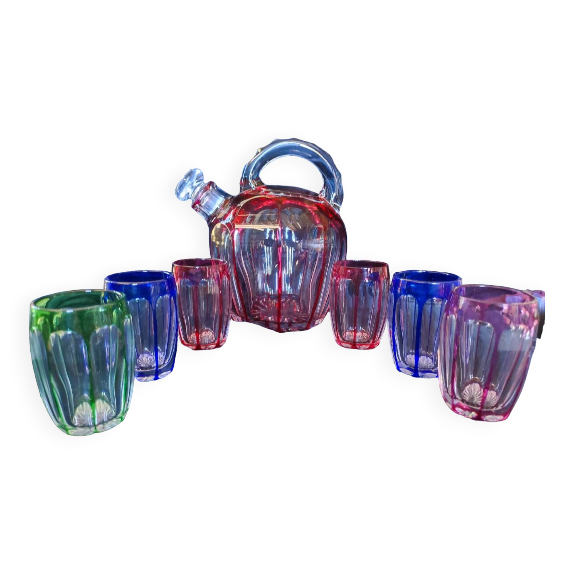 Saint-Louis overlay crystal port liqueur service