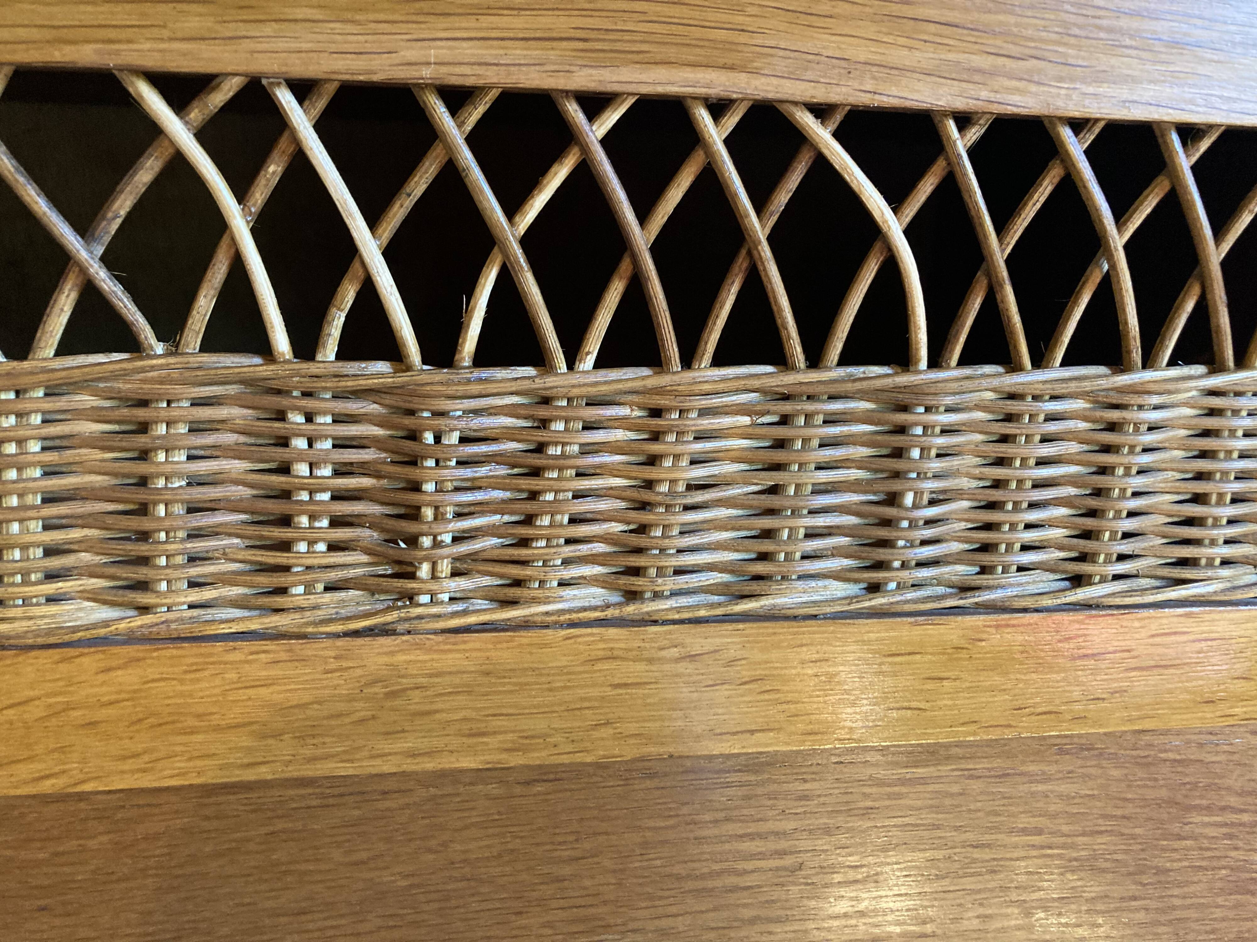 Vintage wooden and rattan toy box