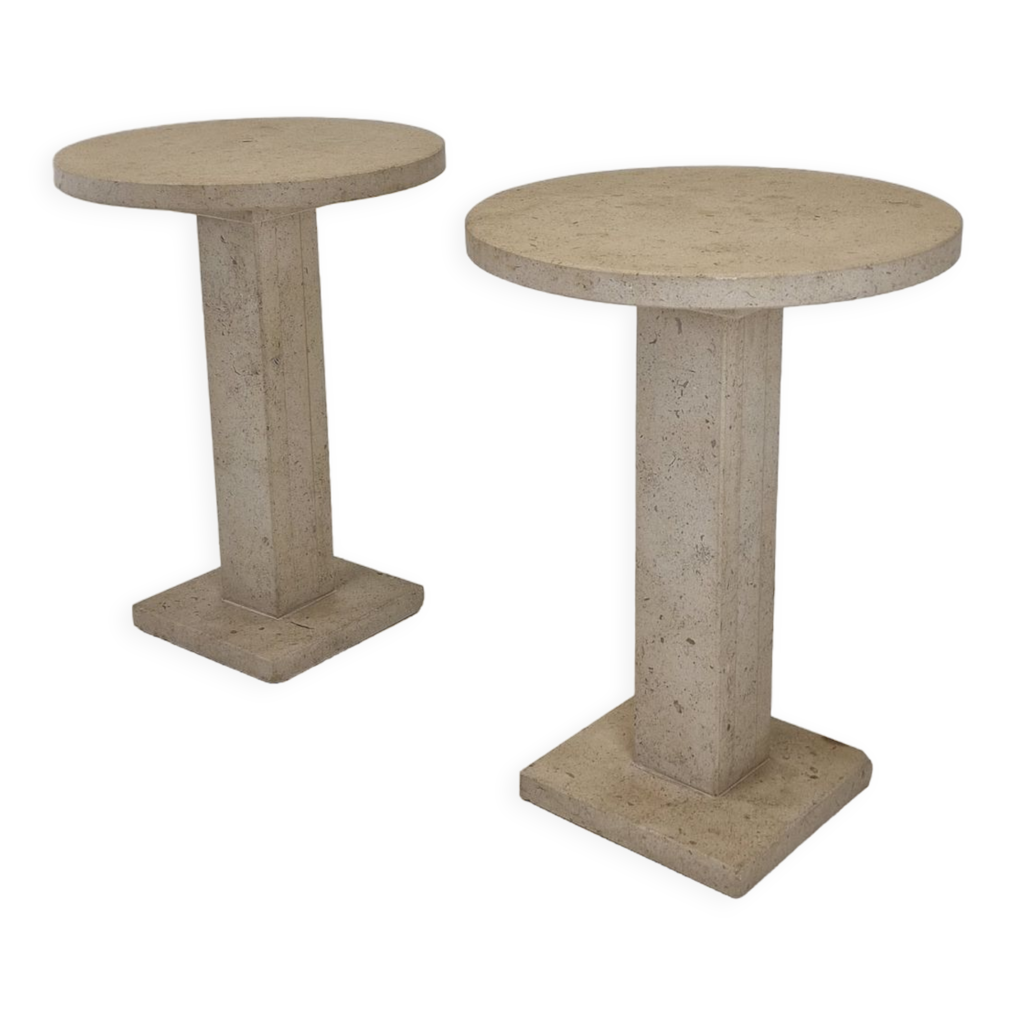 Set of 2 Italian Travertine for Stone Pedestals or Side Tables, 1980's