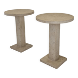 Set of 2 Italian Travertine for Stone Pedestals or Side Tables, 1980's