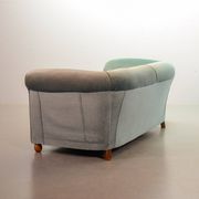 Chesterfield Duotone 2-Seat Sofa in Frosted Blue & Green Velvet 1950s