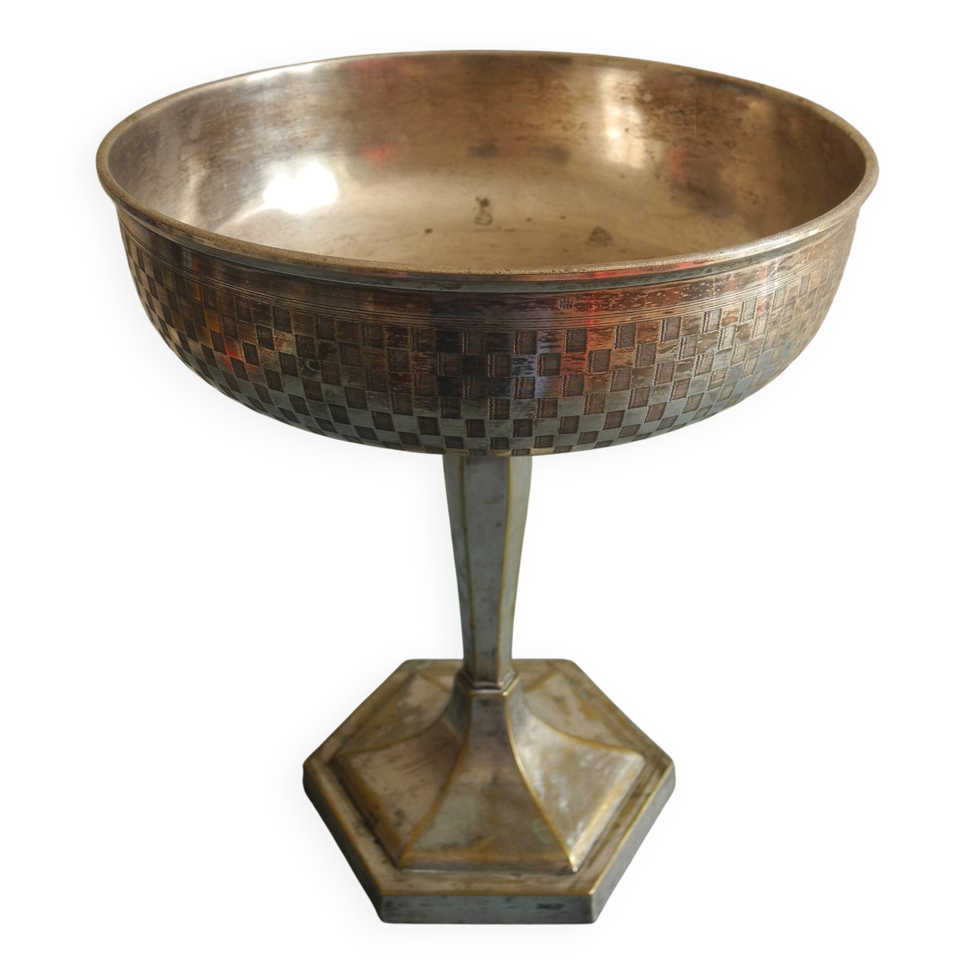 vintage centre table cup silver-plated art deco French silver metal cup