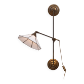 Tiffany style adjustable Brass Wall lamp 1960s