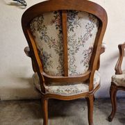 Pair of Louis XV style armchairs - In carved and moulded wood with flowers