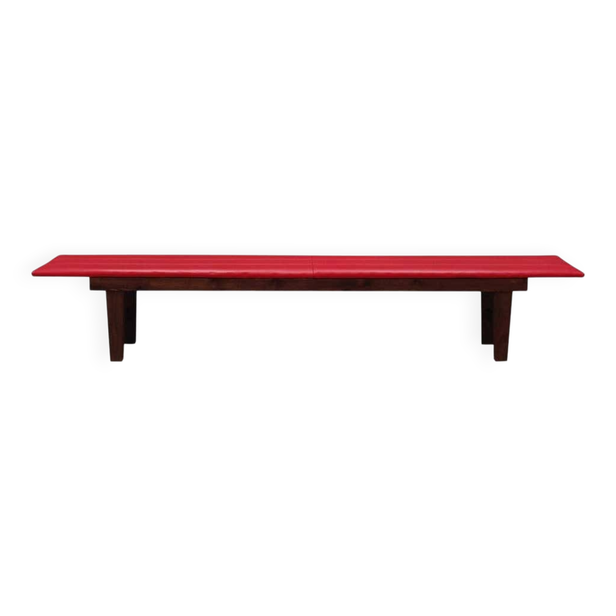 Red eco leather bench, Danish design, 1990s, production: Denmark