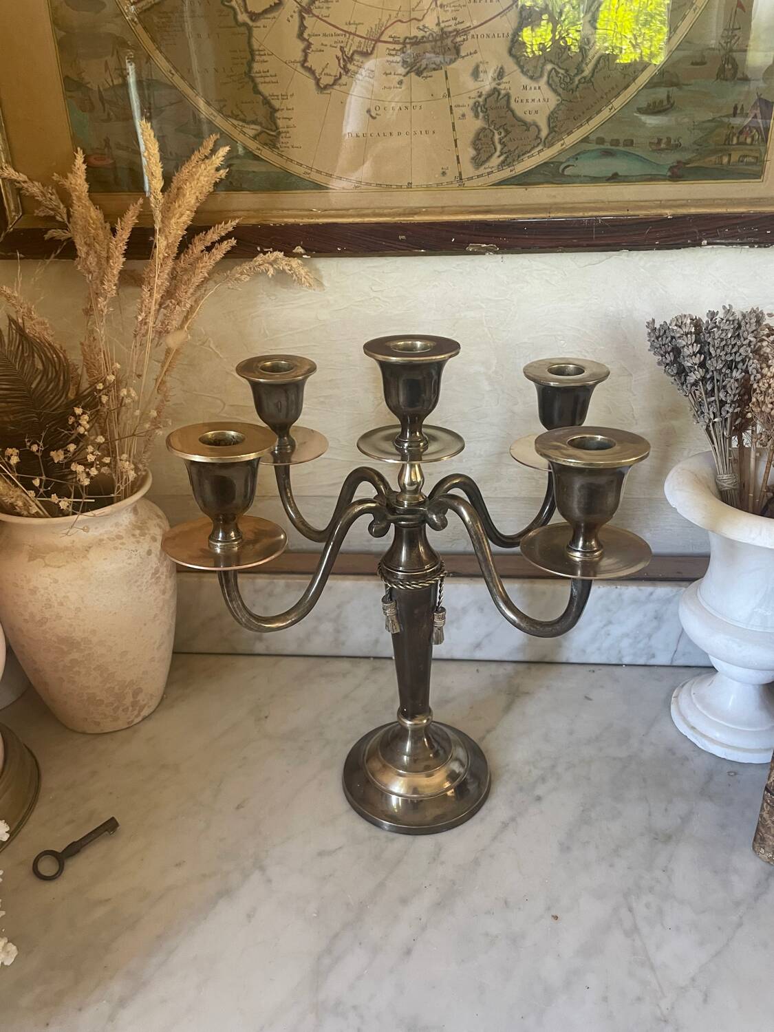 Two-tone solid brass chandelier