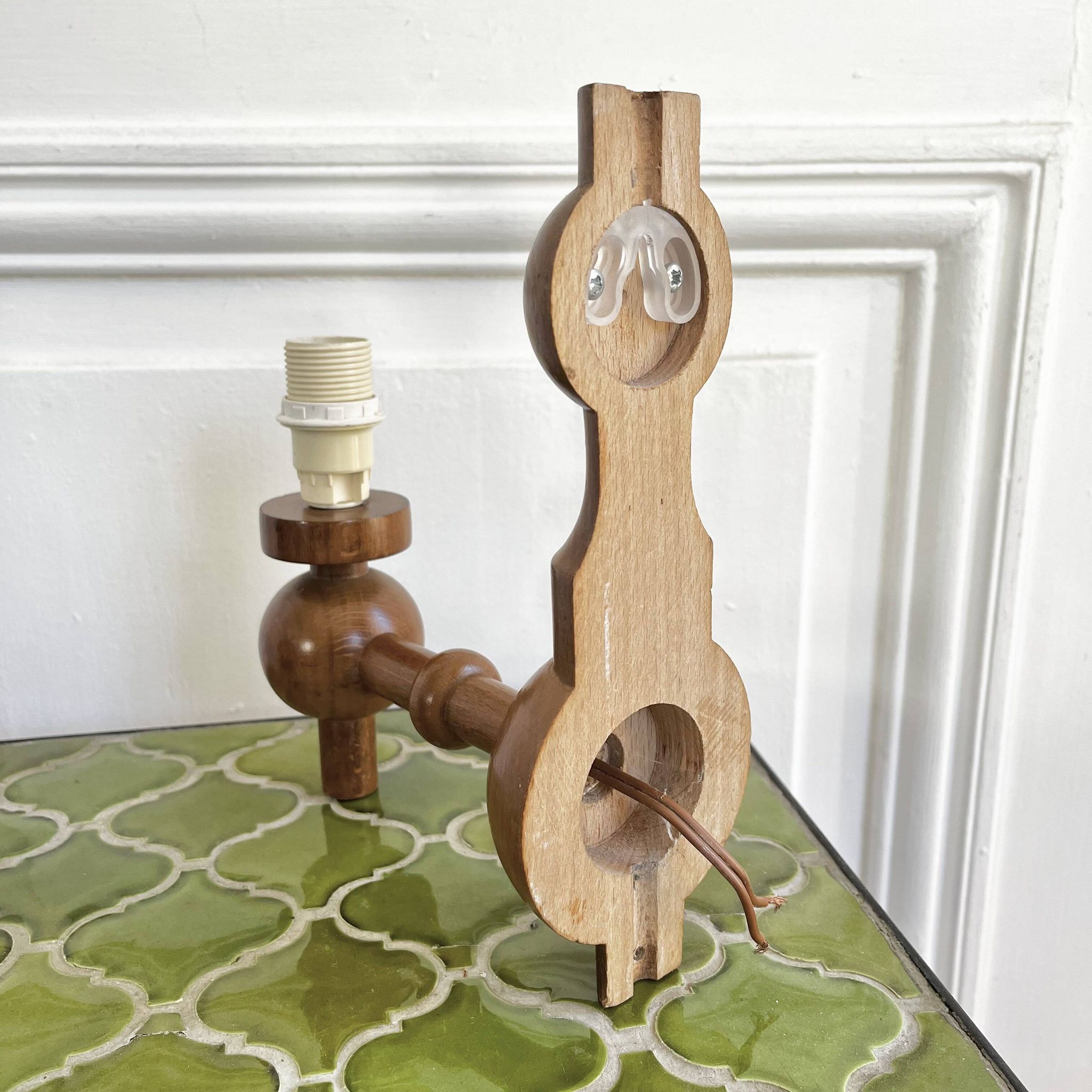 Vintage wooden wall lamp