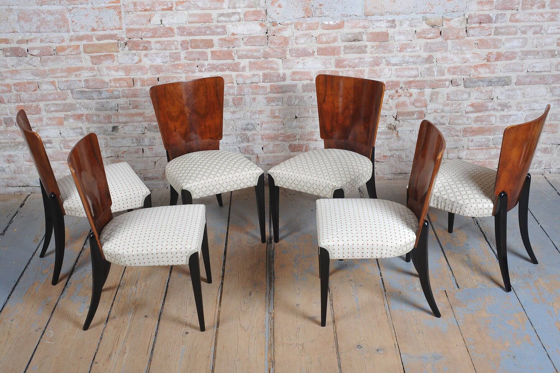 Art Deco Beech Chairs attributed to Halabala for Up Závody, Czech, 1930s, Set of 6