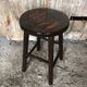 Vintage Turned Dark Wood Milking Stool #A631