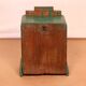 Old art deco wall display case in original green teak