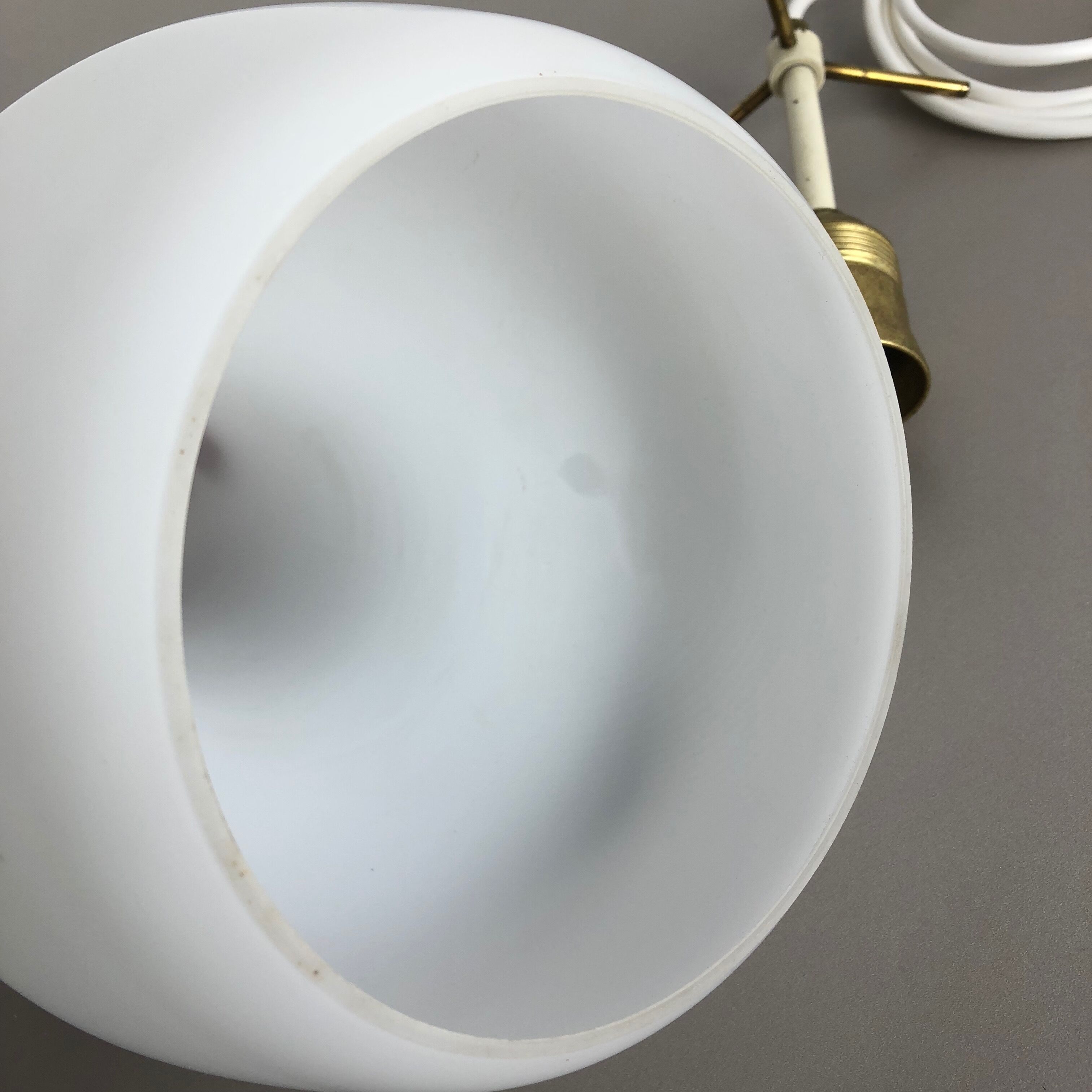 Original midcentury opal glass tube hanging light, italy, 1950