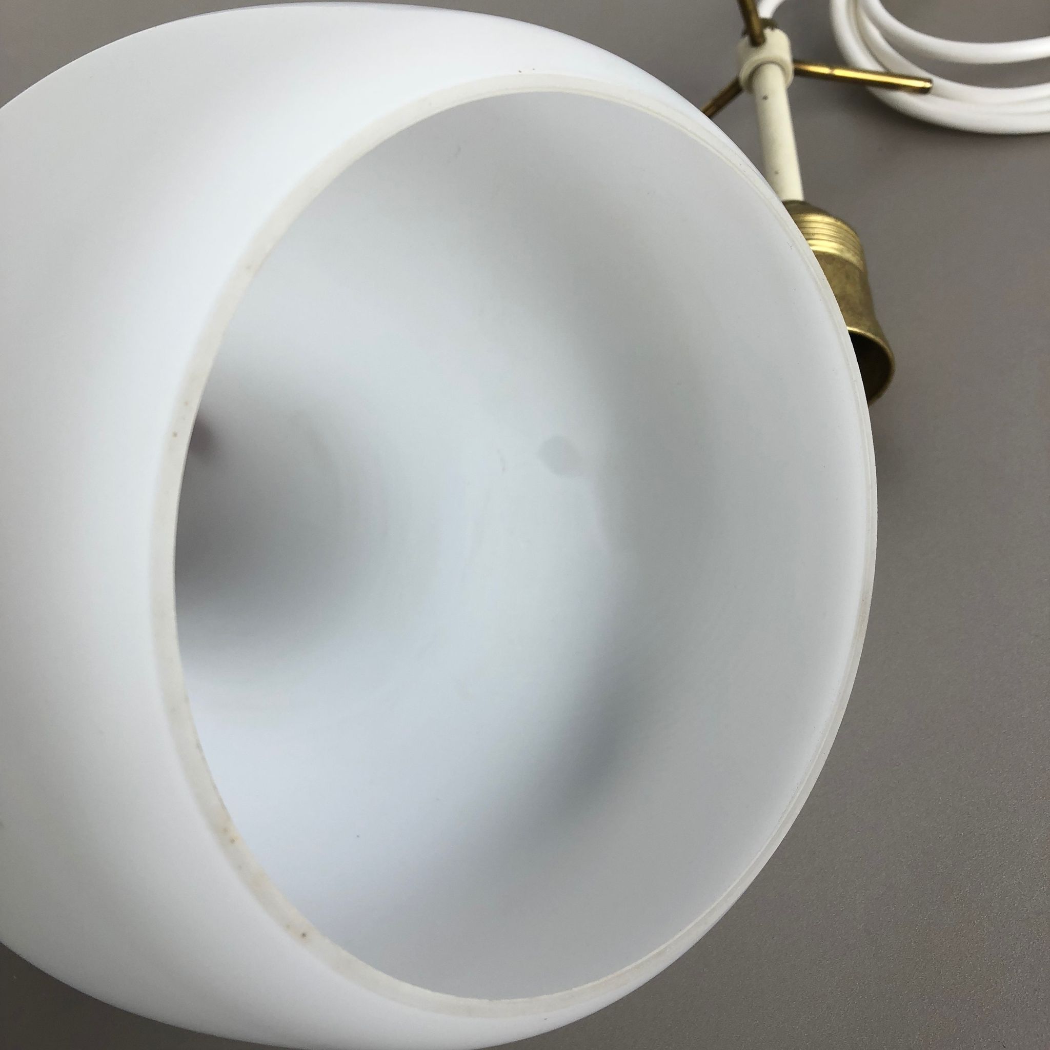 Original midcentury opal glass tube hanging light, italy, 1950