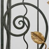 Art deco wrought iron umbrella stand with floral decoration, France ca. 1930