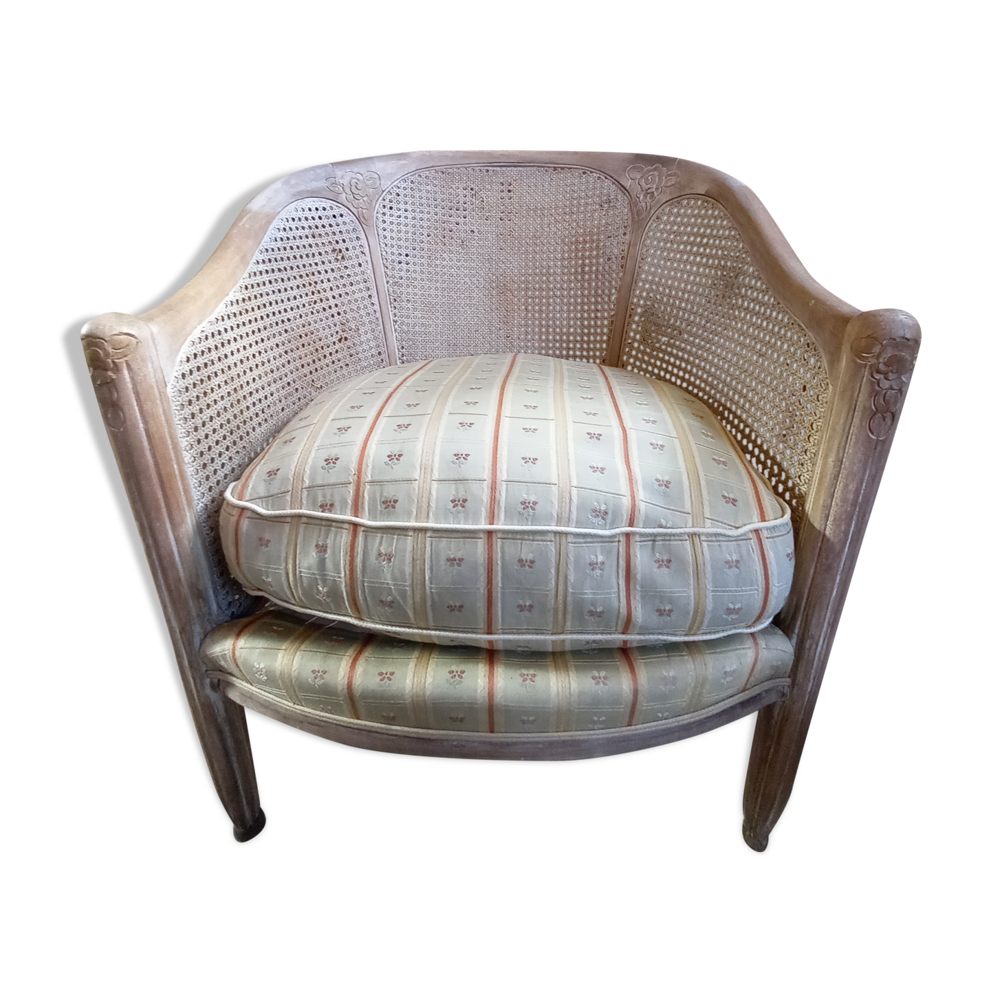 Canned basket armchair
