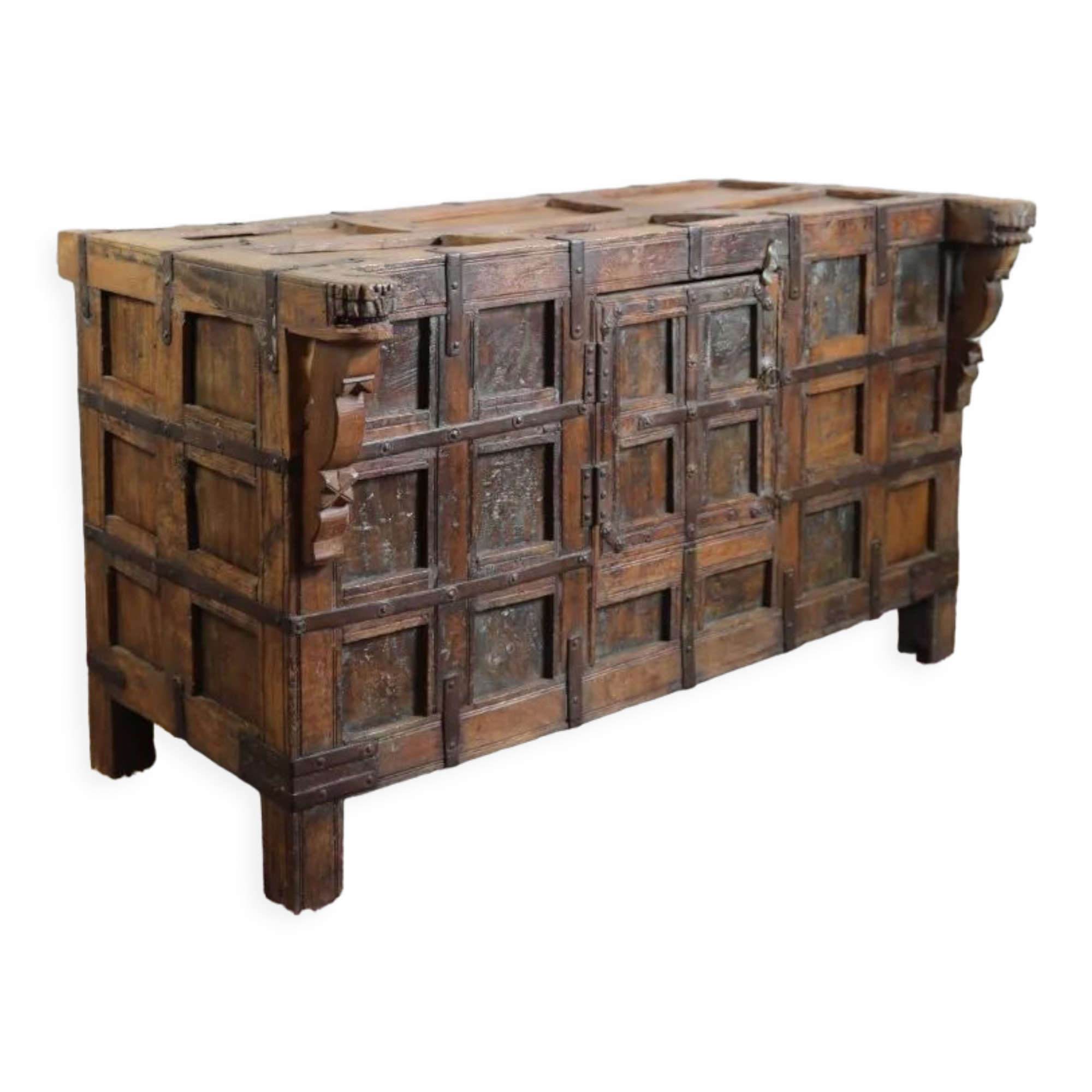 Indian wooden and iron sideboard with a central door